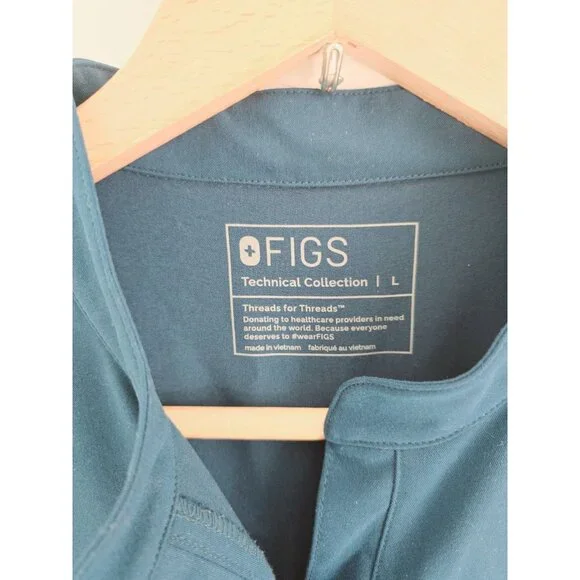 FIGS Rafaela Cargo Scrub Jumpsuit Deep Reef Blue Orange L Large Short Sleeves - Picture 7 of 10